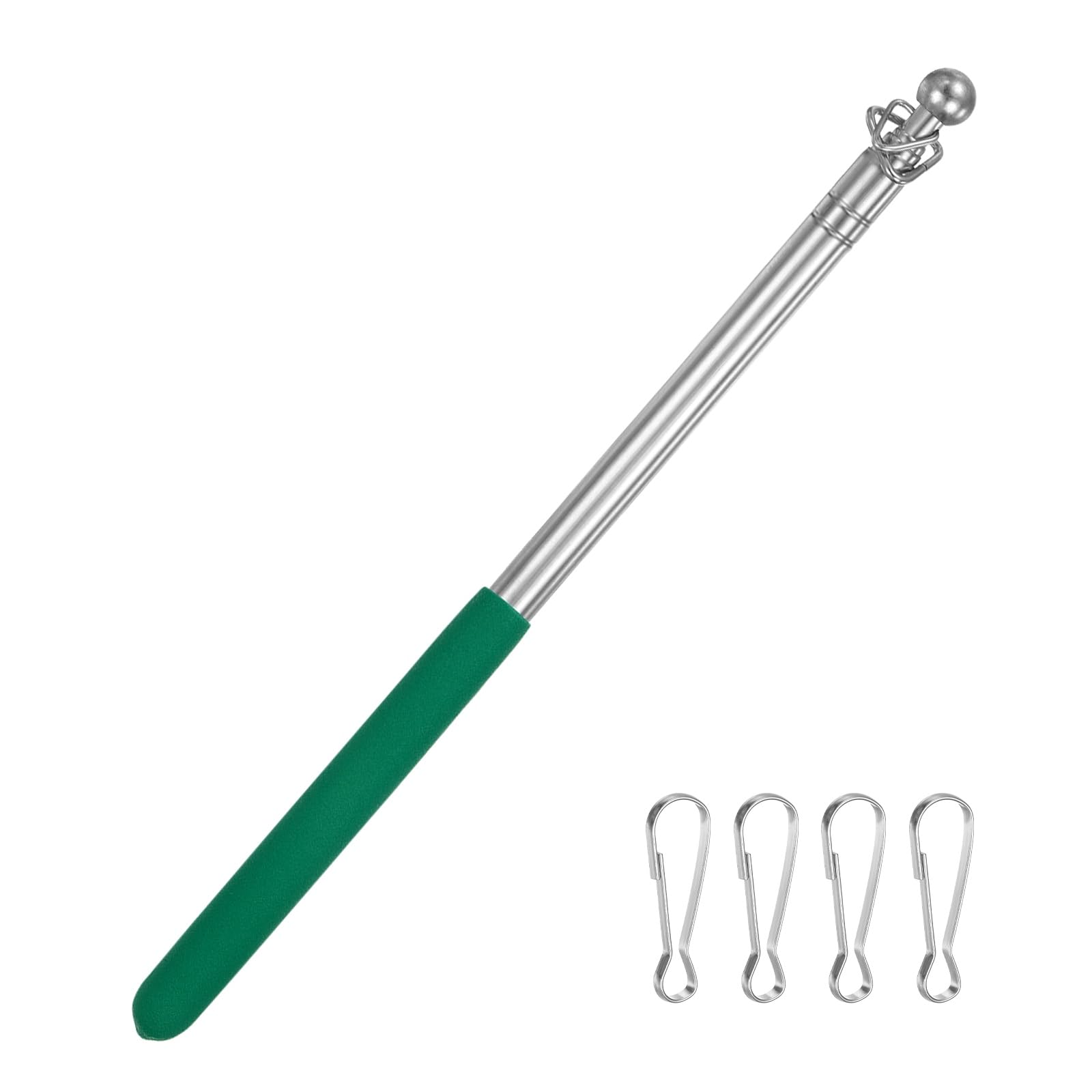 M METERXITY 1-Pack Telescopic Handheld Flagpoles, 3.3ft/1m Stainless Steel Handheld Portable Extendable Flagpole with Anti-Slip Grip for Guide/Teachers/Festival, Guide Flag Pole [Green]