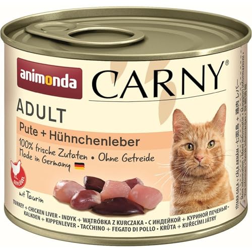 Produktbild von Carny Katzen Nassfutter Pute + Hühnchenleber - 6 x 200 g