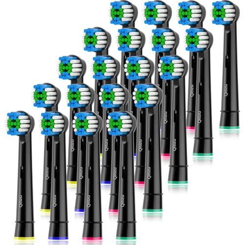Qitizu Recambios Cepillos Compatible con Oral B Braun Cepillos Electricos, Cabezales de Dientes para Pro Vitality Smart Genius (20 Negro, 20 unidad)