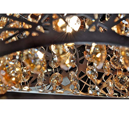 Et2 E21302-10Bz Inca Modern Ada Compliant Metal Web Laser-Cut Sheath With Crystal Wall Sconce, 1-Light Xenon 40 Watts, 6"H X 8"W, Bronze #TOP3