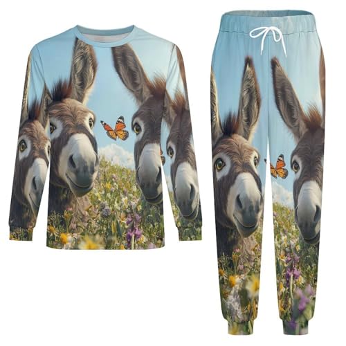 Donkeys Farm Pajama Set Long Sleeve Lounge Sets Sleepwear 2 Pjs Nightwear for Men Women3
