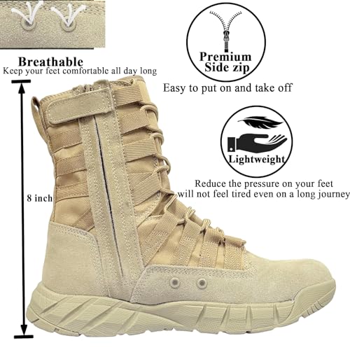 lightweight military tactical combat boots men outdoor hiking desert army boots breathable male jungle shoes man side zipper