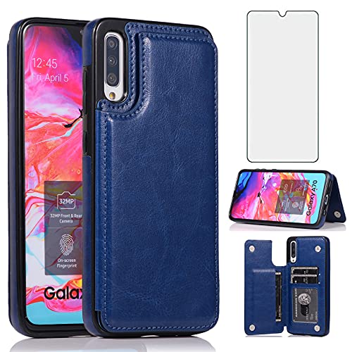 Housse en verre trempe Galaxy A50 antichoc avec support flip et porte-carte