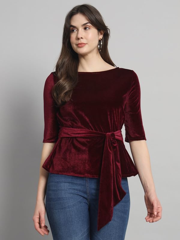 Image of Vaararo Women Dress Shirt, Velvet, Regular Fit