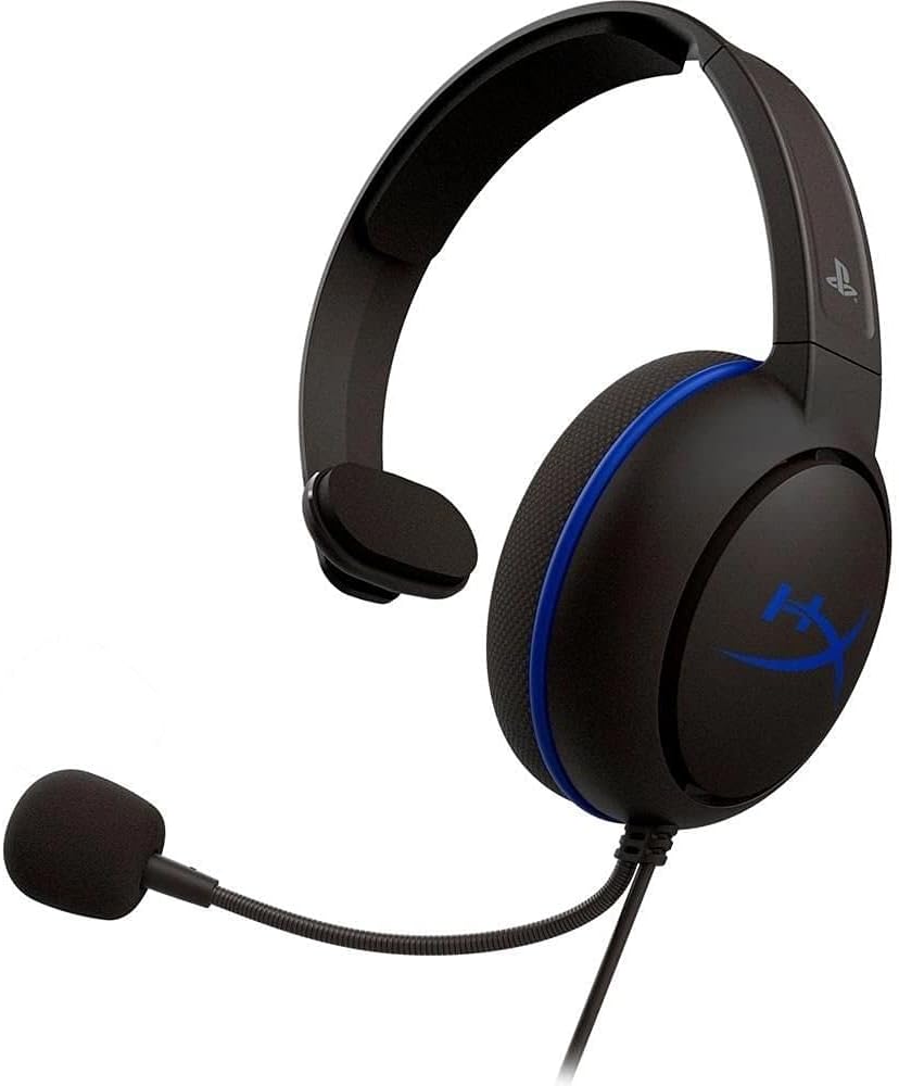 HyperX Cloud Chat Headset – Official PlayStation Licensed for PS4, Clear Voice Chat, 40mm Driver, Noise-Cancellation Microphone, Pop Filter, In-Line Audio CONTROLS, Lightweight, Reversible
