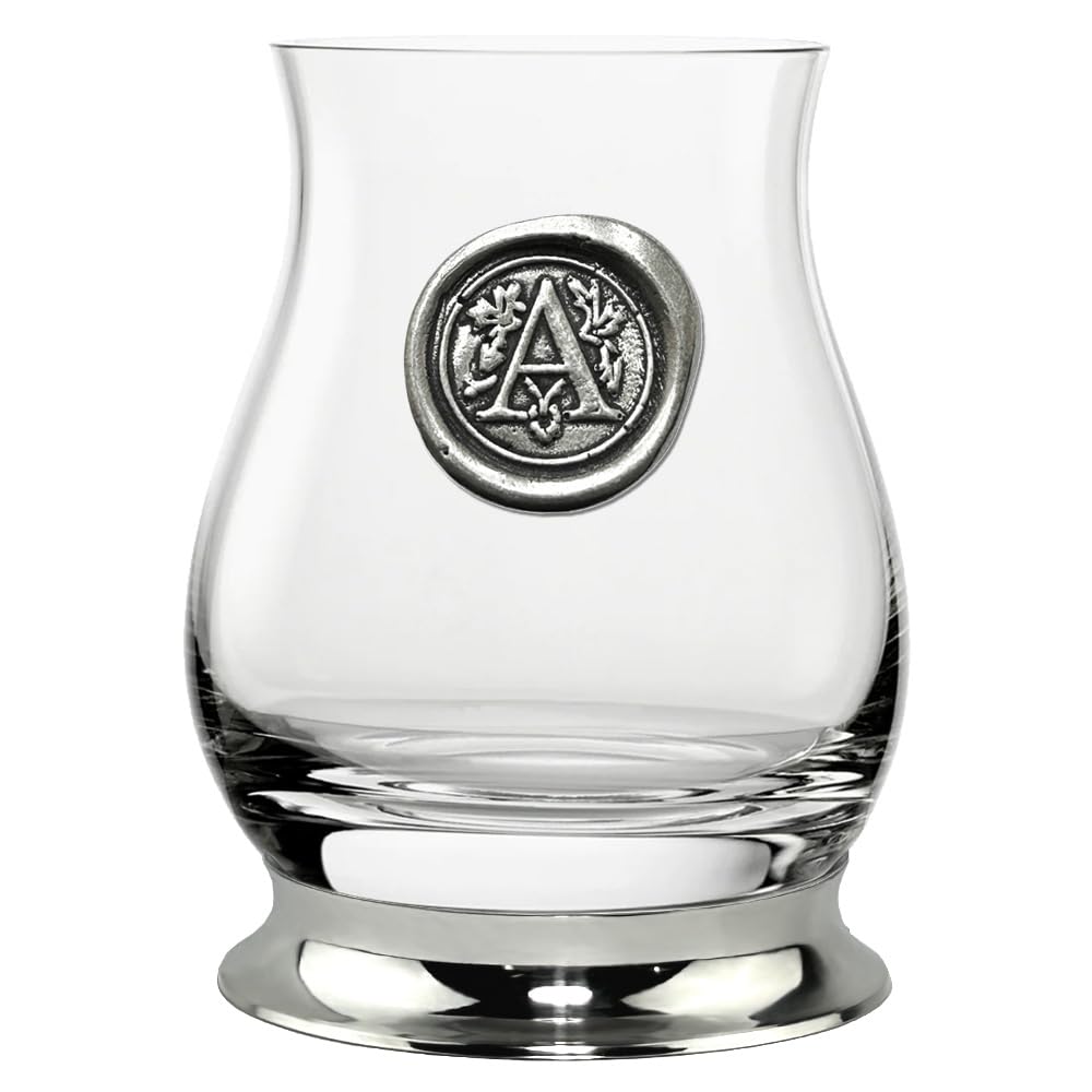 English Pewter Company Glencairn Personalised Whisky Mixer Glass with Monogram Initial, Unique Gifts for Men - Image 2