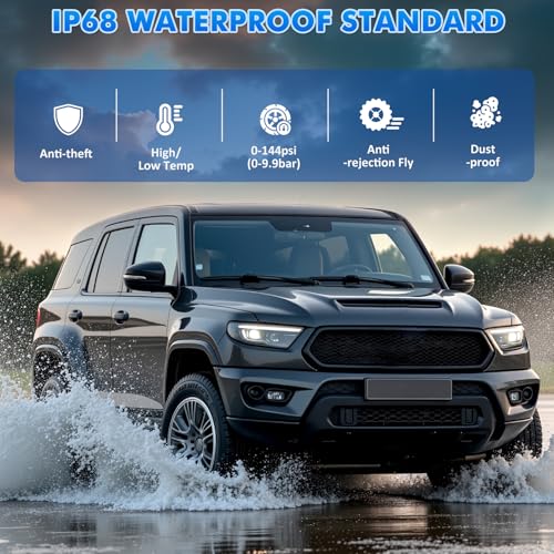 KAOLALI TPMS Reifendruckkontrollsystem, Solarladung und USB-Ladefunktion, mit Farbiger LCD-Anzeige und 6 Externen Reifendrucksensor, 9,9 Bar/144 PSI Max für RV LKW SUV