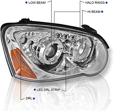 Spec-D Tuning 2LHP-WRX05-TM Subaru Impreza Wrx Sti Jdm Clear Chrome Halo Led Projector Head Lights