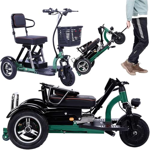 Genérico Triciclo Eléctrico para Adultos Plegable De 3 Ruedas con Asiento para Pasajero Autonomía Extendida De 45 Km Viene con Batería Cargador Y Cesta De Almacenami,002,The First Type