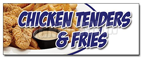 24" Chicken TENDERS & Fries Decal Sticker Fried hot Fresh Crispy Special Food