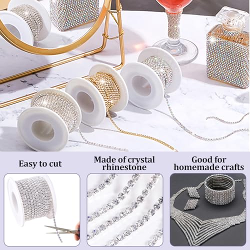 Cadena de diamantes de imitación de 10 yardas para manualidades y tocados 4