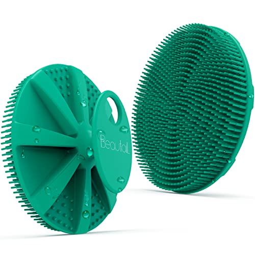 Image of Silicone Body Scrubber Shower Bath Brush, More Hygienic Than Traditional Loofah, Lather Nicely, Long Lasting, Gentle Exfoliating For Women Men Baby Sensitive Skin, 1 Pack, Green