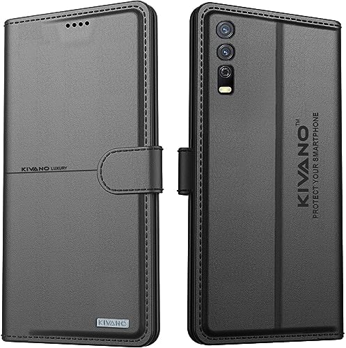 Image of Kivano Compatible With Vivo Y20 / Vivo Y20i / Vivo Y20A / Vivo Y12s / Vivo Y20G Flip Cover | Leather Finish | Inside Pockets & Inbuilt Stand | Shockproof Wallet Style Magnetic Closure Back Cover Case