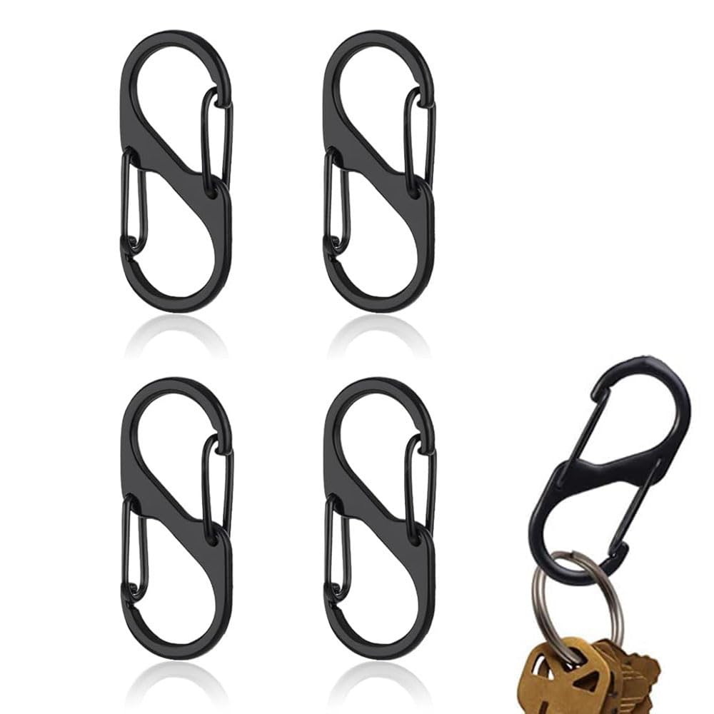 Dual Hook S Carabiners,Dual Spring Mini S Carabiner Zipper Clip Theft Deterrent for Luggage Suitcase Camping Key Chain Backpack Zipper Clip Anti-Theft(4pcs,40mm)-image-27