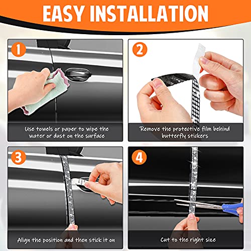Frienda-4-Pieces-Bling-Car-Door-Edge-Guards-Crystals-Car-Door-Bumper-Protector-Accessory-Bling-Anti-Scratch-Strip-Sticker-for-Car-Side-Door-Guard-Protector-90-cm-354-Inch-White-and-Black