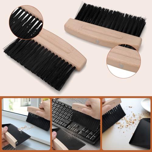 Nafafosa Tischkehrset aus Holz und Metall, Hochwertiger Besen mit Kehrschaufel Set für Arbeitsflächen, Mini Handfeger und Schaufel Tischbürste Tischbesen Mehlbesen Handbesen – Bild 6