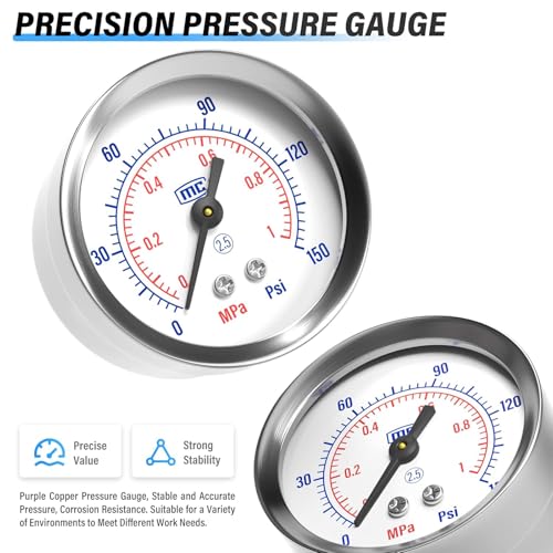 TAILONZ PNEUMATIC 1/4 Zoll BSP Luftfilter Druckregler Combo Piggyback, Kompressorfilter für Druckluftwerkzeuge mit Manometer AW2000-02D