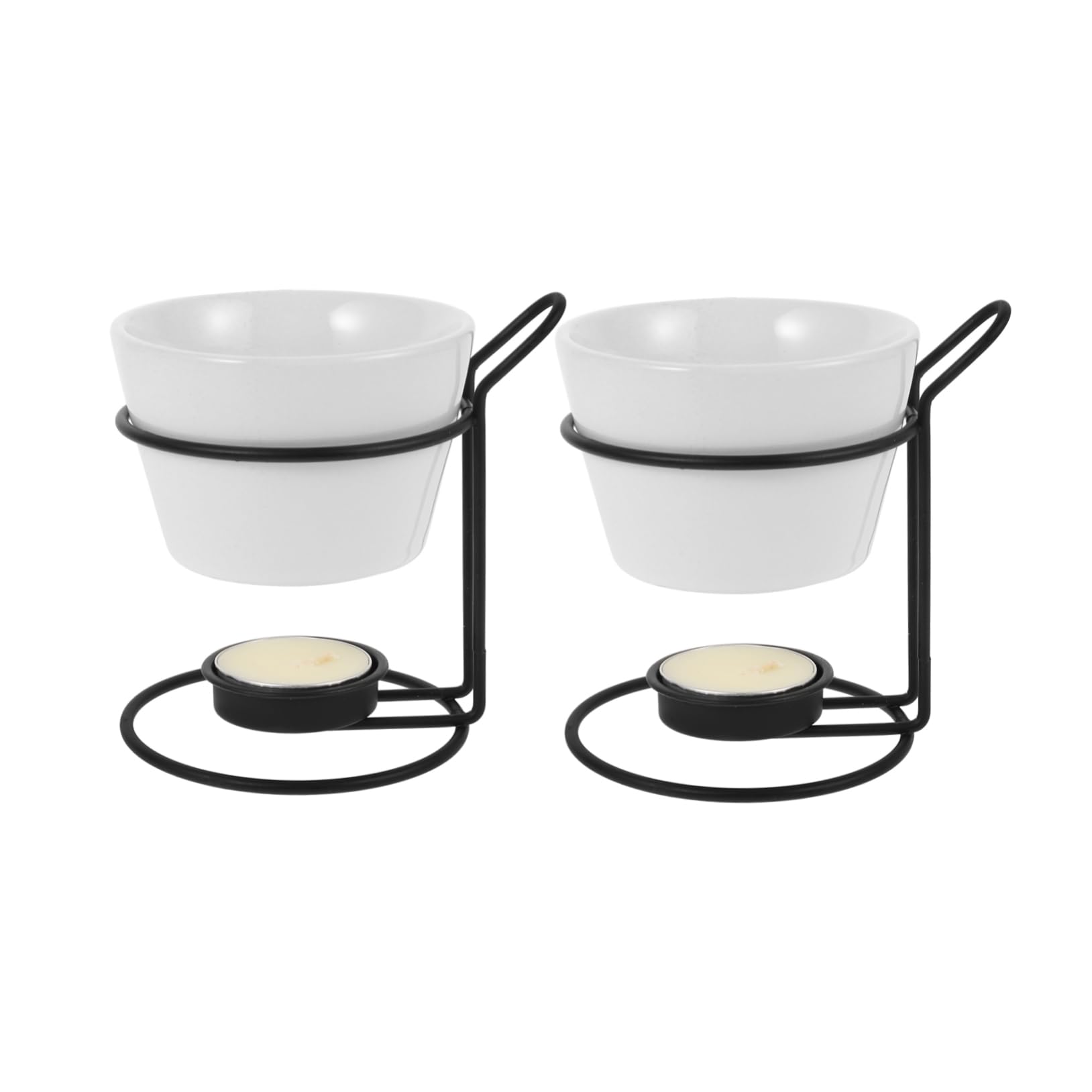 PRETYZOOM 2sets Ceramic Butter Fondue Melting Pot Set Chocolate Cheese Warmer for Home Use Versatile Design Quick Melting for Parties Gatherings