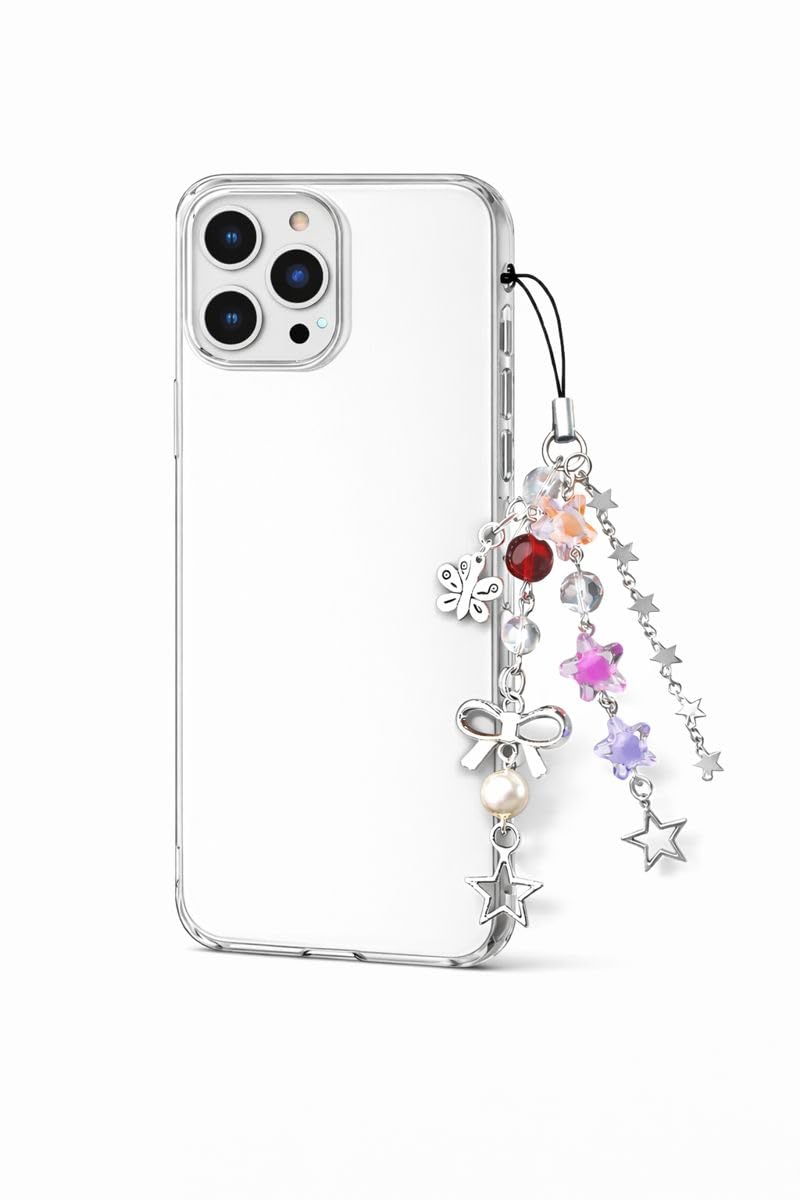 Cute Star & Butterfly Phone Charm for iPhone | Crystal Beads Mobile Hanging Strap | Decorative Phone Case Charm | Stylish Phone Accessory for Girls & Women-image-22
