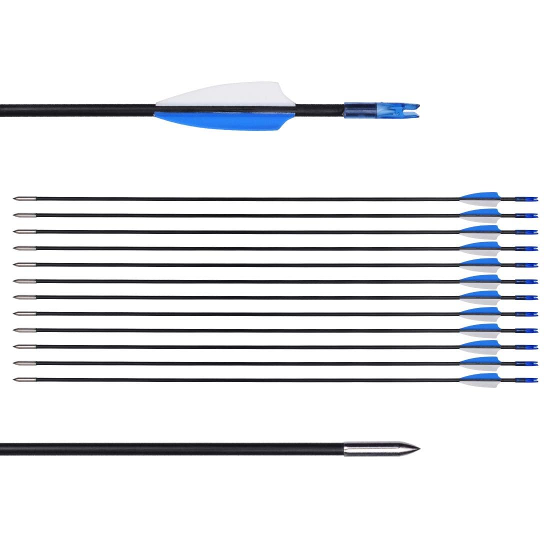LWANO 31" Training Arrows-Archery Practice Target Arrows for Kids Youth or Beginners with Durable Shaft on Recurve Bow Compound Bow and Longbow