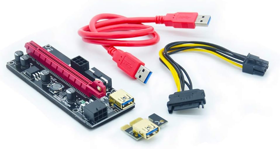 Flash Deals - 50% OFF Artidux 6-Pack PCIE Riser VER 009S 1x to 16x Graphic Extension for GPU Mining USB Riser Adapter Card 60cm USB 3.0 Cable 4 Solid Capacitors, 6PIN Interface & Molex 3 Power Options (Fulfilled by Amazon) Black Friday - 80% OFF Artidux 6-Pack PCIE Riser VER 009S 1x to 16x Graphic Extension for GPU Mining USB Riser Adapter Card 60cm USB 3.0 Cable 4 Solid Capacitors, 6PIN Interface & Molex 3 Power Options (Fulfilled by Amazon)