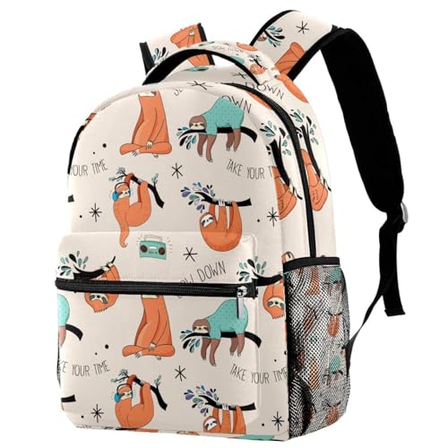 Sac à dos d'école paresseux multicolore pour ados et filles 40cm