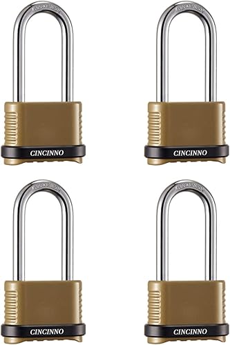 Cerradura de combinación resistente, cerradura combinada de 4 dígitos con grillete largo, candado de combinación resistente a la intemperie para uso