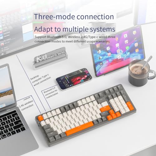 Clavier mécanique sans fil 100 touches Bluetooth et 2.4G à structure gasket - 2
