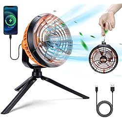 Ventilador Portatil Ambulancia Oziral 3 en 1 Ventilador Portátil para Acampar, con LED 5600mAh USB Recargable, Ventilador Ultra Silencioso con Fuente de Alimentación de Emergencia, Soporte Gancho, para Hogar Exterior Camping