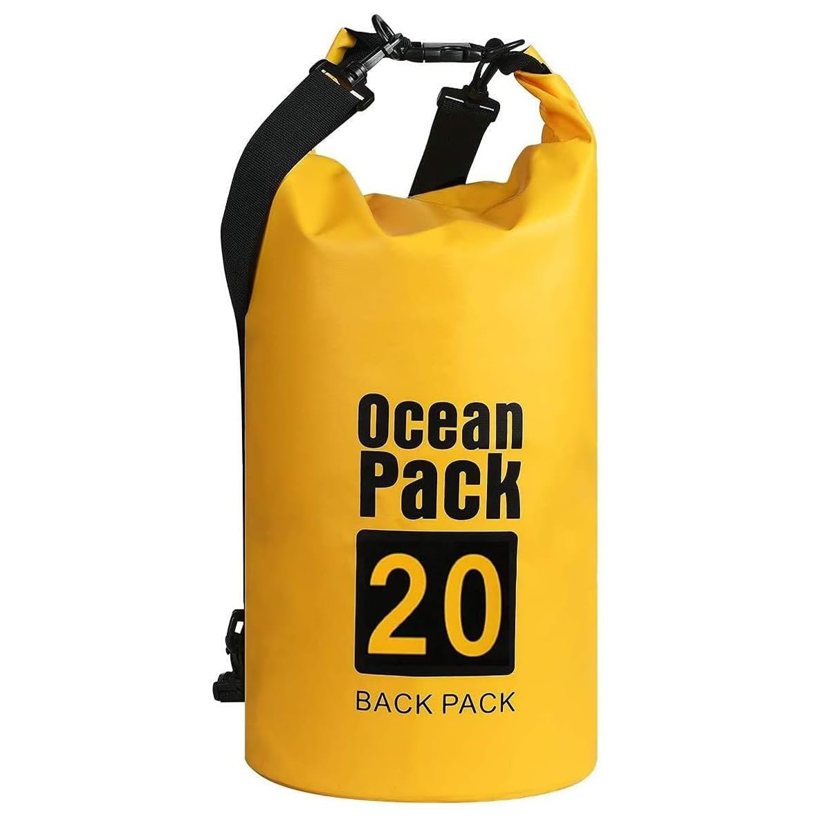 Waterproof Bucket Bag Waterproof Dry Bag - Roll top dry compression bag keeps gear dry for kayaking, beach, rafting, boating, hiking, camping and fishing, floating waterproof bag .20L (yellow)