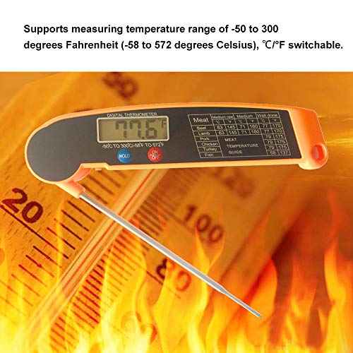 Nishore Termômetro digital dobrável para alimentos Sonda alimentar para churrasco Carne Água Leite M