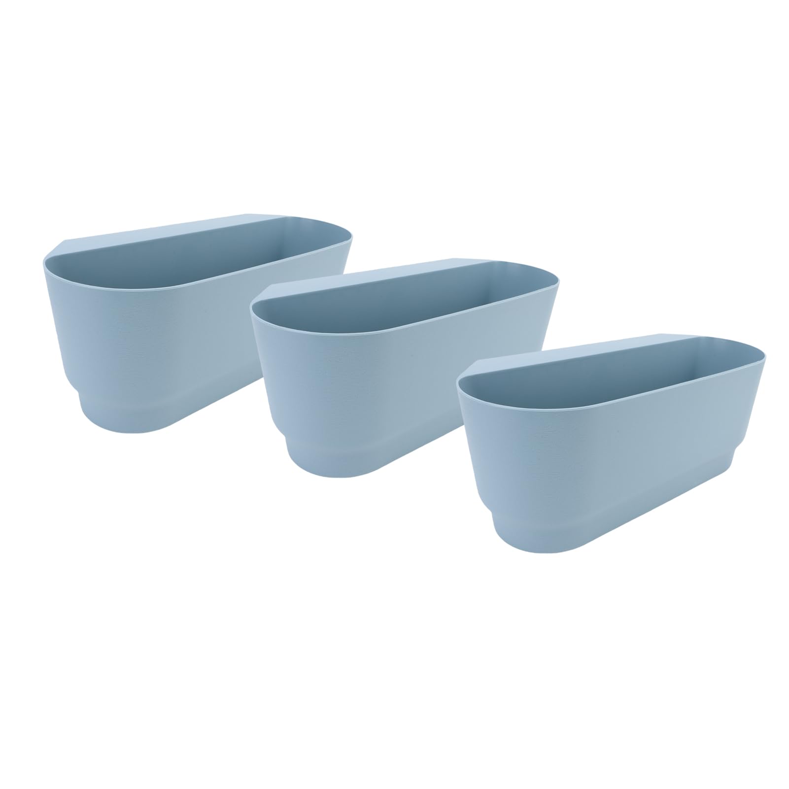 Aramox 3 Stück Hängende Blumentöpfe, PP-Geländer-Blumentöpfe, 45 X 18 X 16 cm, mit Entwässerungslöchern, Haken, Passend für Bis zu 7,1 cm Große Schienen für Balkon, Fenster, Veranda, Garten, Zaun,