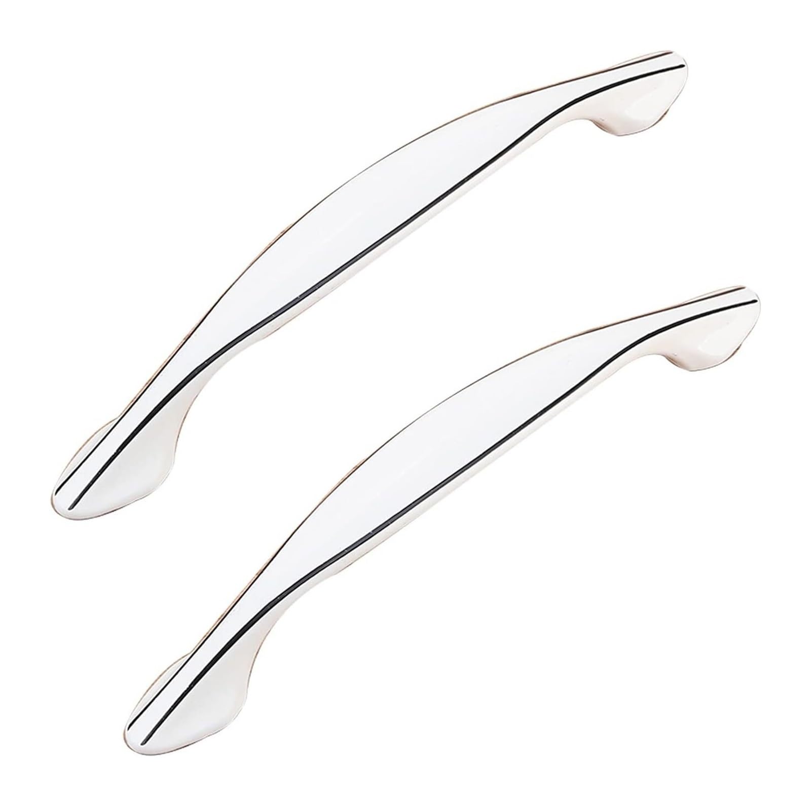 VOPLIVAT Kitchen Cupboard Handles, Bow Handle 2 Pcs Aluminum Cabinet Pulls White+Black/White+Gold 96/128mm Hole Spacing(White+Black,Hole Distance 96mm)