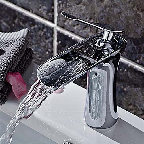 Robinet de lavabo mitigeur cascade en laiton pour vasque monotrou de salle de bains