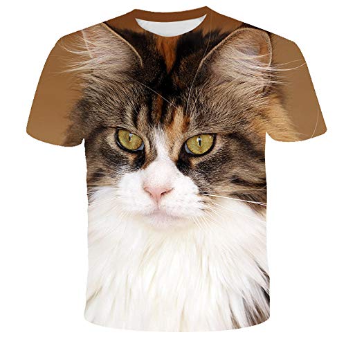 Nobranded T-Shirt T-Shirt À Manches Courtes en 3D À Manches Courtes pour Hommes Décontracté À La Mode Imprimé-XXXL, Chat Cover