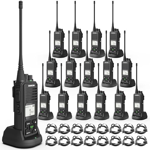 Image of SAMCOM FPCN10A Walkie Talkies Long Range,3000mAh Two Way Radio High Power, Group Call for Business Commercial Work School Church Restaurant (16 Pack Radios with 16 Earpiece)