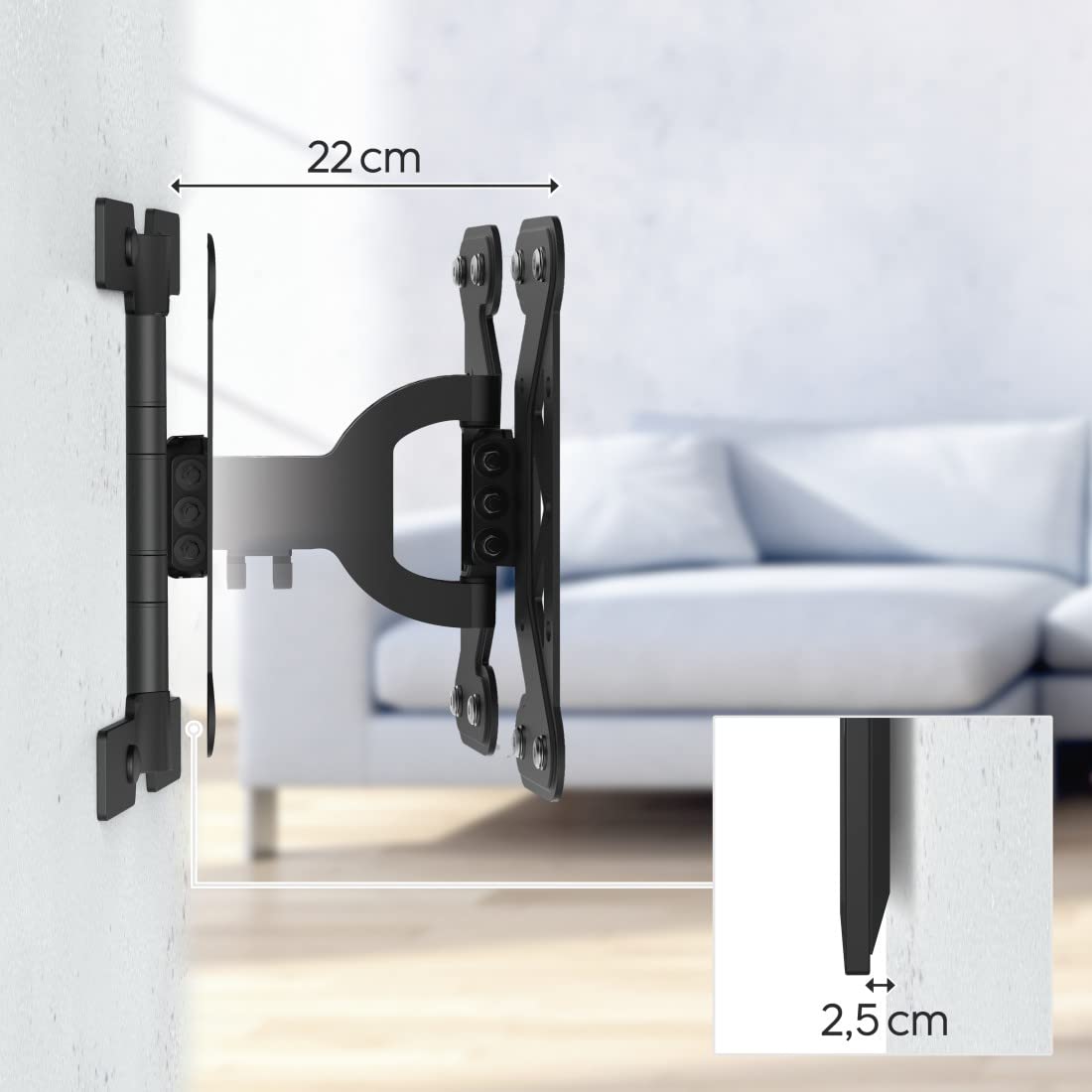 Hama Uchwyt ścienny do telewizora Full Motion "Ultraslim" (VESA 200 x 200, 48-122 cm (19-48"),możliwość pochyłu i obrotu) czarny