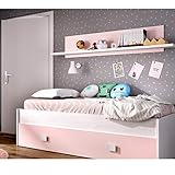 KITKAY Cama Nido Veska + 1 Cajón y Estante Pared Rosa