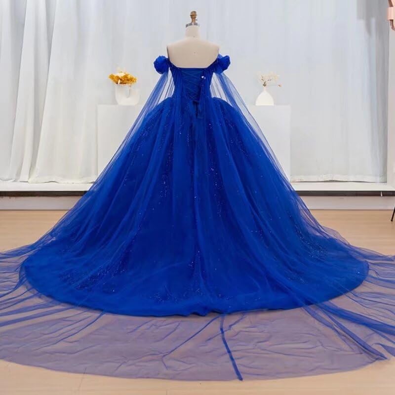 YJNXHN Off Shoulder Quinceanera Dresses Ball Gown with Cape Beads Prom Party Dress Puffy Tulle Sweet 15 16 Dresses2