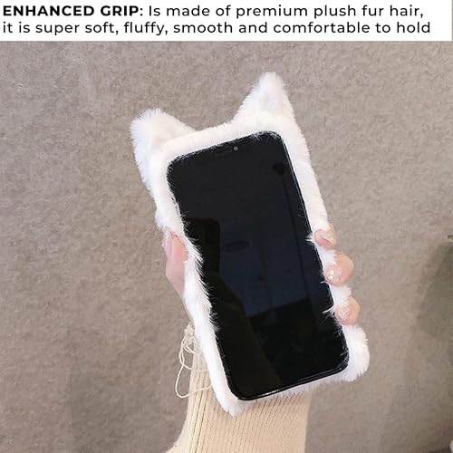 Image of Kraptick iPhone 16 Pro Case - Cute Animal Fur Design Phone Case - Thermoplastic Material Mobile Cover, Durable Protective Phone Cover, Stylish & Lightweight Apple Cover -(White)