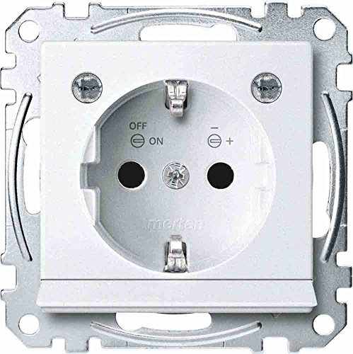 Prise SCHUKO avec éclairage LED Merten MEG2304-0419 protection contact système M Blanc