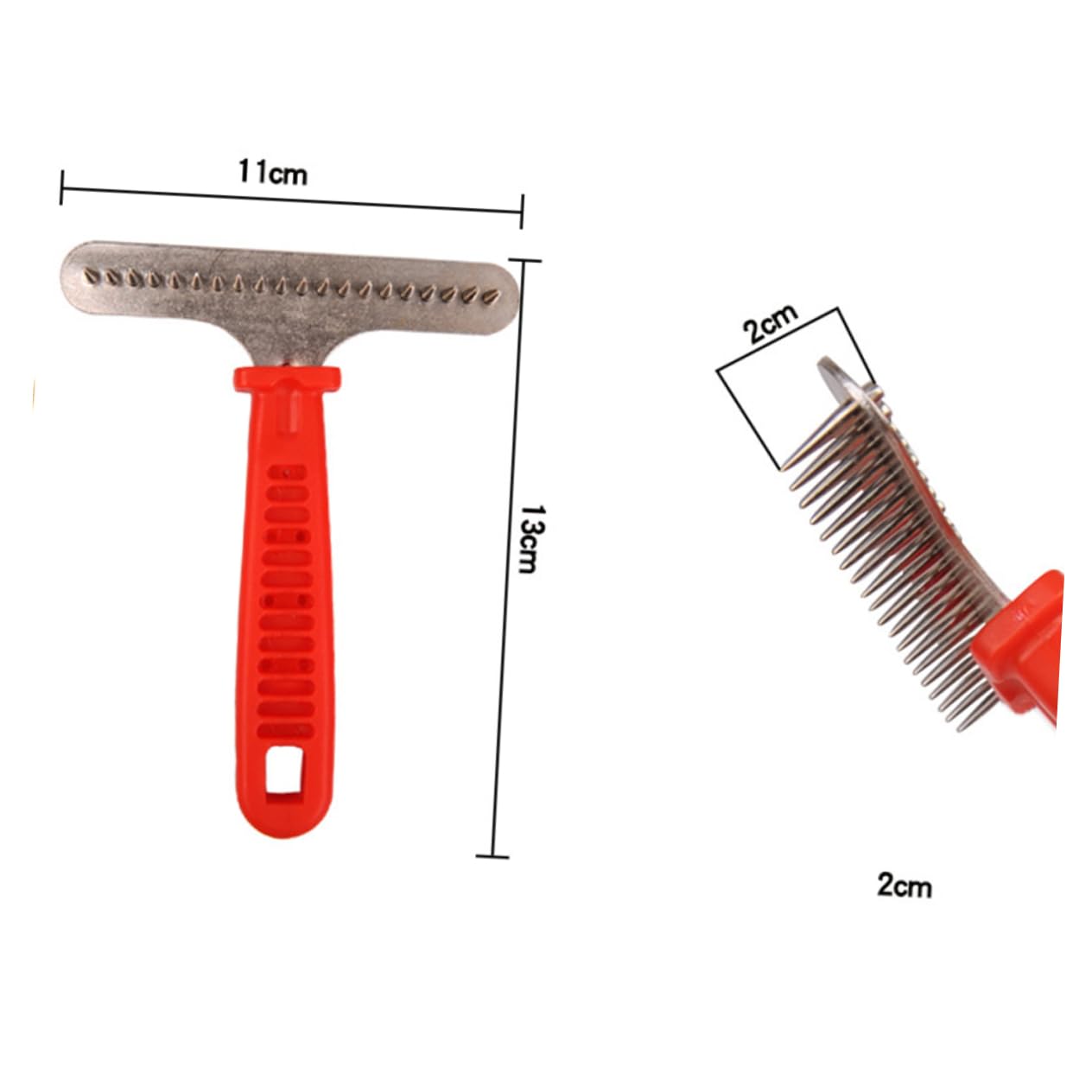 Mikikit Dematting Comb for Dogs Cats Ergonomic Grooming Rake Brush for Shedding Breeds Gentle Detangler for Loose Knotted Hair Pet Comb Red Color