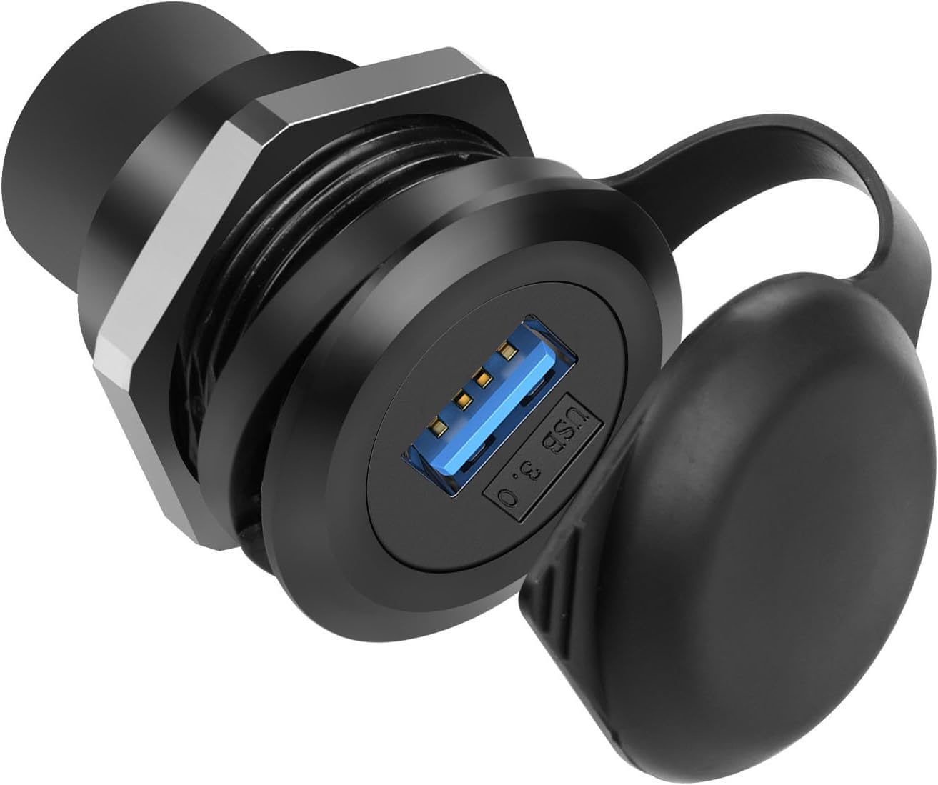 VISSQH Adattatore a montaggio a incasso femmina a femmina USB 3.0 A Accoppiatore a montaggio a pannello USB A con copertura antipolvere connettore rotondo