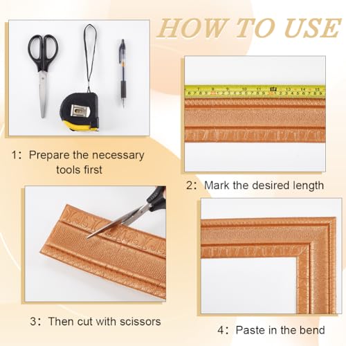 Image of GORGECFAFT 2 Rolls 91x3 Inch Chocolate 3D Wall Edging Foam Flexible Wallpaper Border Crown Molding Peel and Stick Mirror Edging Frame Lines Wall Base Ceiling Baseboard for Home DIY Furniture Decor