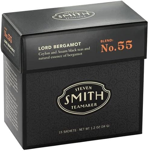 Smith Teamaker | Lord Bergamot No. 55 | Sugar-Free, Sustainably Grown, Caffeinated Full Leaf Earl Grey Black Tea with Italian Bergamot Oil (15 Sachets, 1.2oz each)