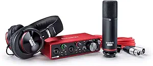 Focusrite Scarlett 2i2 Studio 3rd Gen USB Audio Interface Bundle for the Songwriter with Condenser Microphone and Headphones for Recording, Streaming and Podcasting