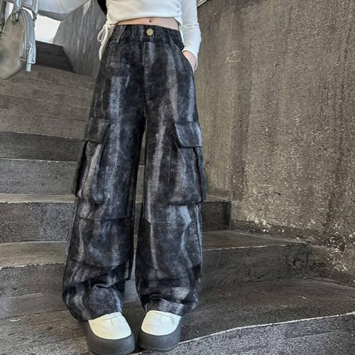Girls Camouflage Cargo Jeans Tie Dye Kids Baggy Hip Hop Denim Pants Pockets Elastic High Waist Aesthetic Trendy2