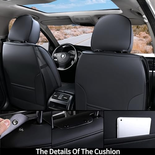 Image of Coverado Front Seat Covers for Cars, 2 Seats Luxury Premium Leather Seat Covers Car Seat Protectors with Embossed Pattern, Waterproof Automotive Seat Covers Universal Fit for Most Vehicles, Red&Black