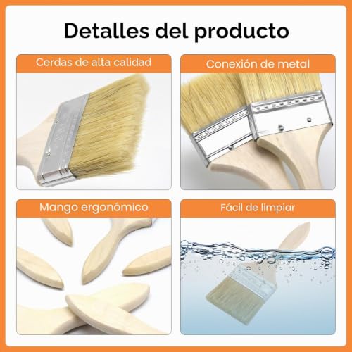 Miniatura 3 de Exin Dehcen Set 28 Pinceles Pintura, 1 1.5 2 3 Pulgadas Brochas Pintura Con Mango De Madera, Brochas Planas, Madera Cepillo De Pintura Set, Para Bricolaje Paredes Muebles