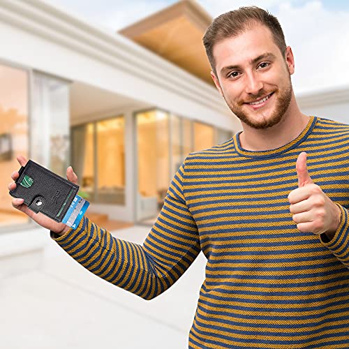 Claasico Men Slim Bifold Pop Up Wallet & Credit Card Case | Compact Card Holder W/Pop Out Button & Id Window #TOP3